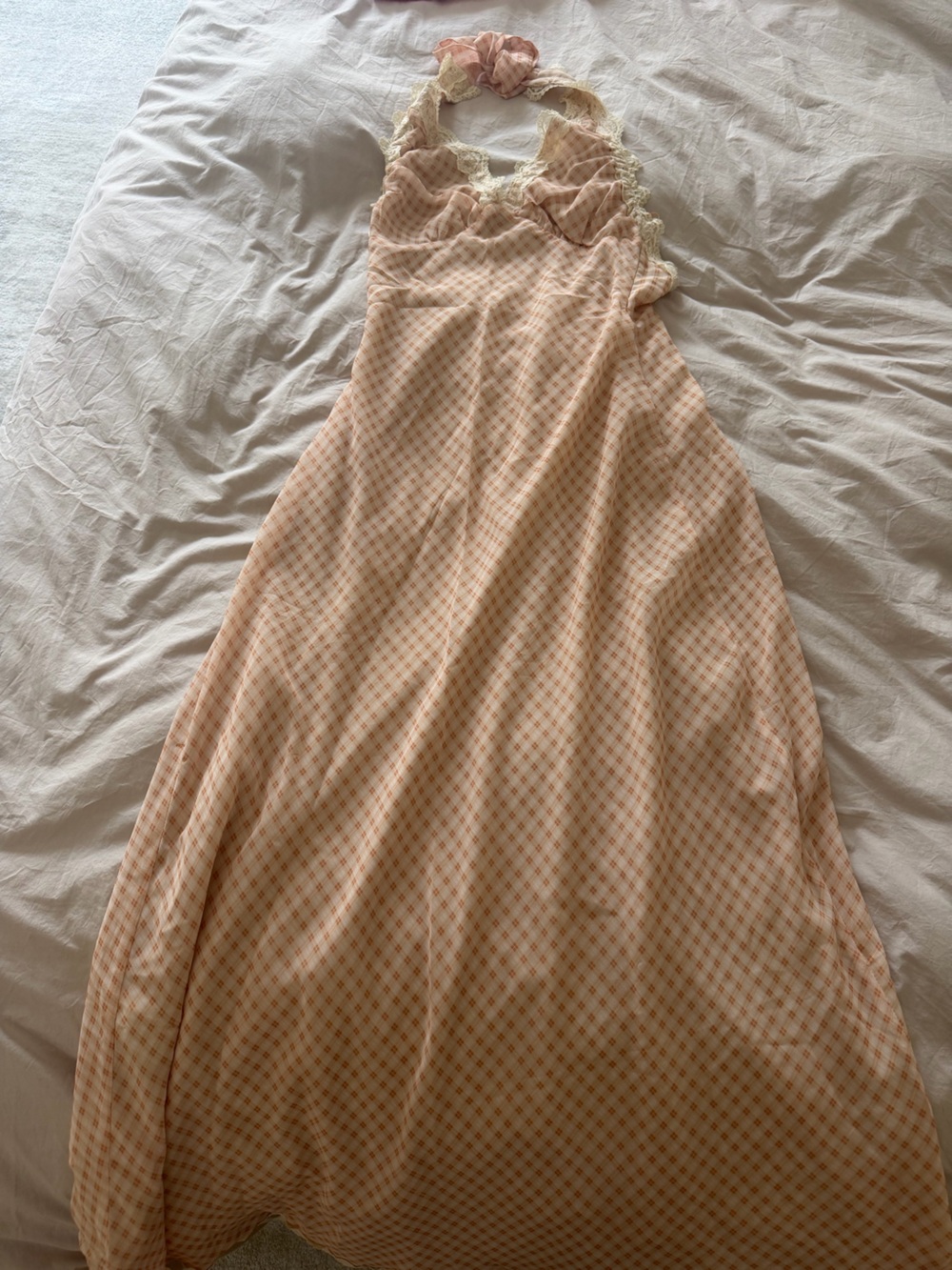 LIONESS Stars Align Midi Dress in Honey Check